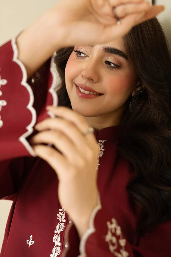 Claret Emb Farshi Shalwar Set