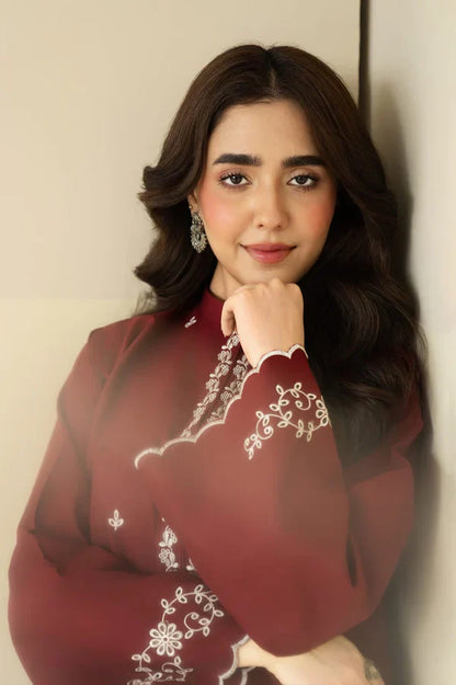 Claret Emb Farshi Shalwar Set
