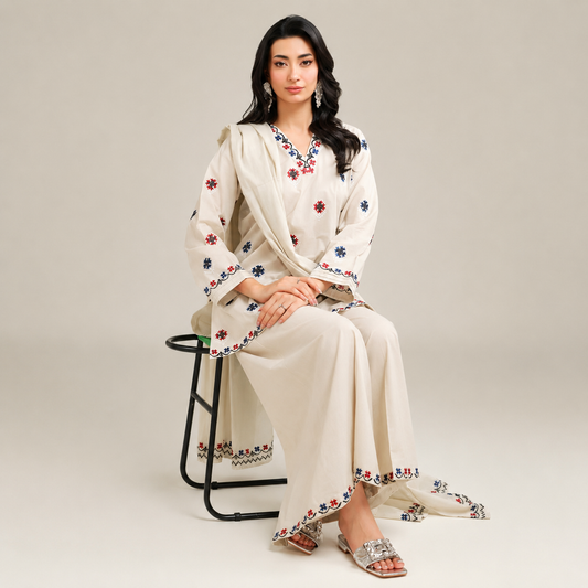 AJWA EMBROIDERED 3PC