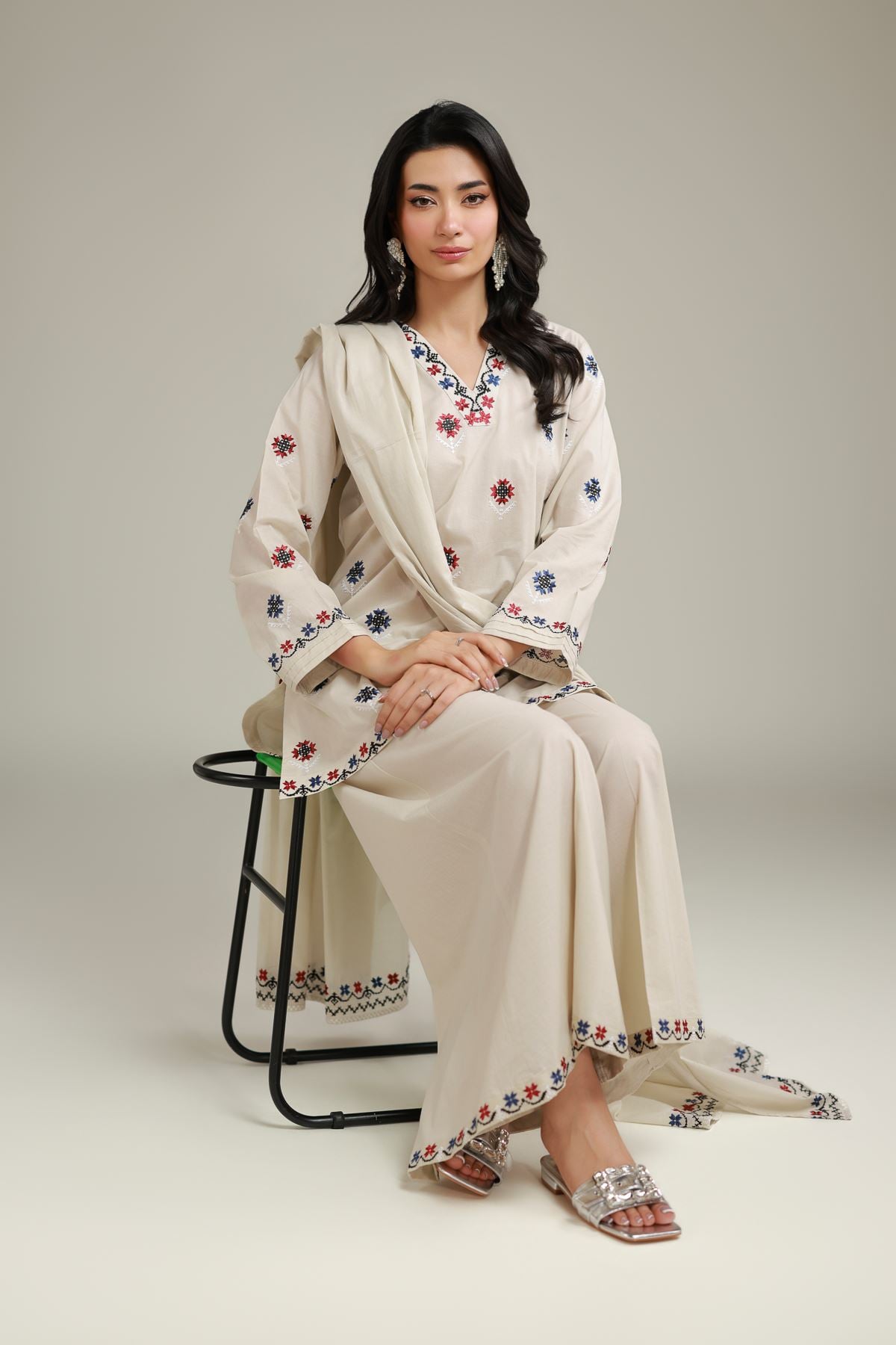 AJWA EMBROIDERED 3PC