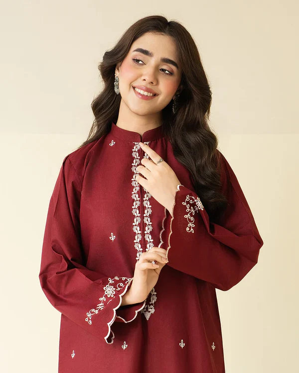 Claret Emb Farshi Shalwar Set